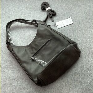 Realer Hobo Shoulder Bag Grey Crossbody Strap NWT